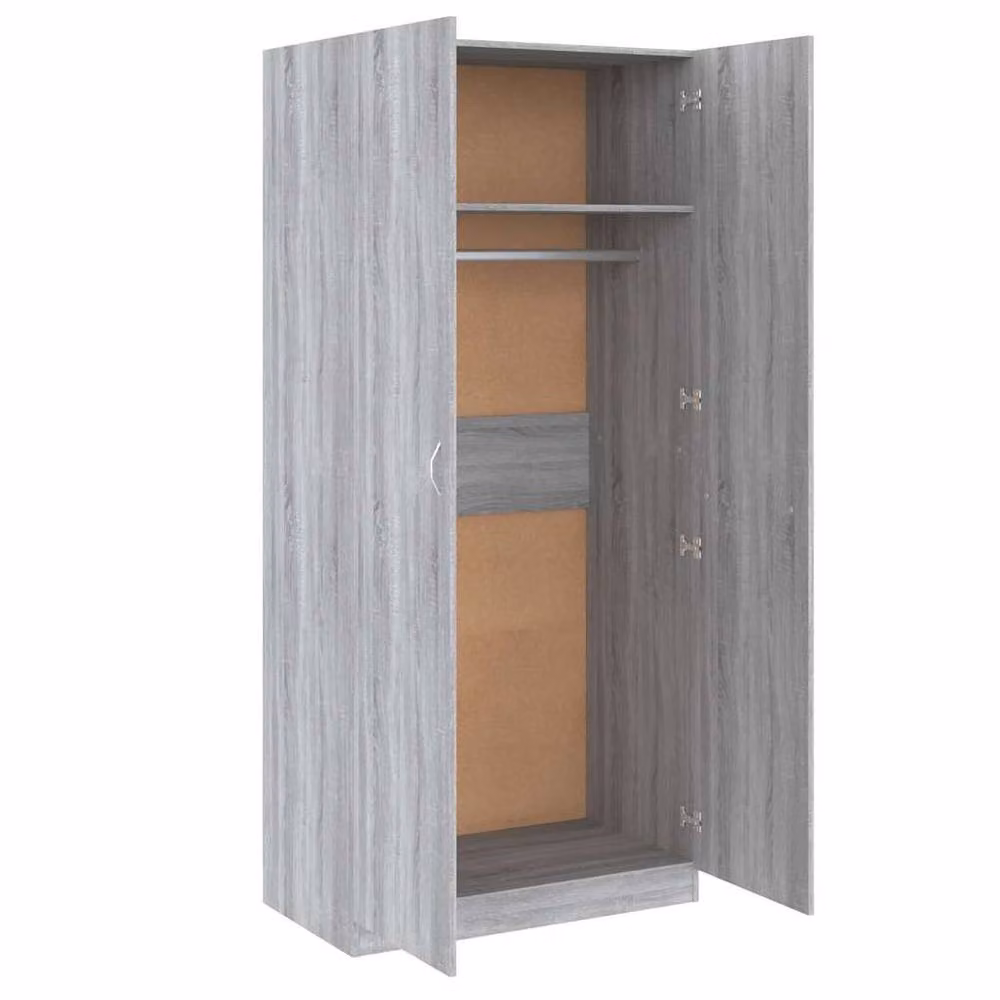 Berkfield Home Sonoma Wardrobe in Grey, W/D/H: 90 x 50 x 200 cm – 2