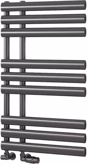 Bathroom Kingdom Chisa Designer Flat Panel Heated Towel Rail in Gunmetal Grey, W/H: 50 x 82 cm