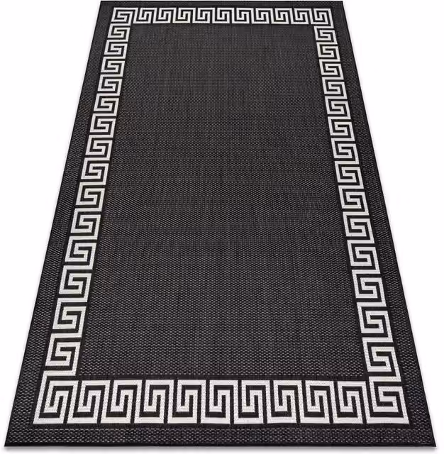 RugsX Black Flat Weave Polypropylene Rug, W: 160 cm, L: 230 cm