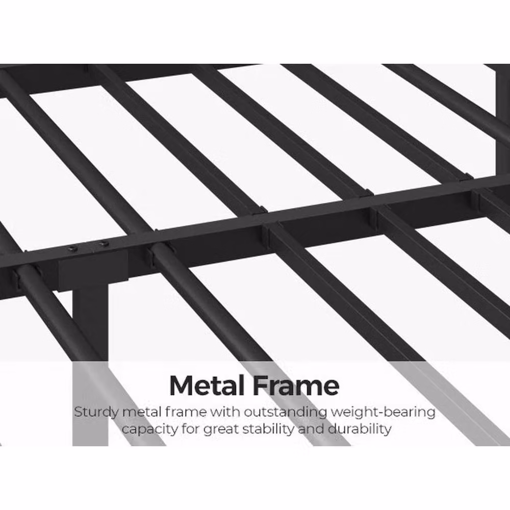 NESTLUNE Double Metal Bed Frame in Black, W/D/H: 140 x 200 cm – 4