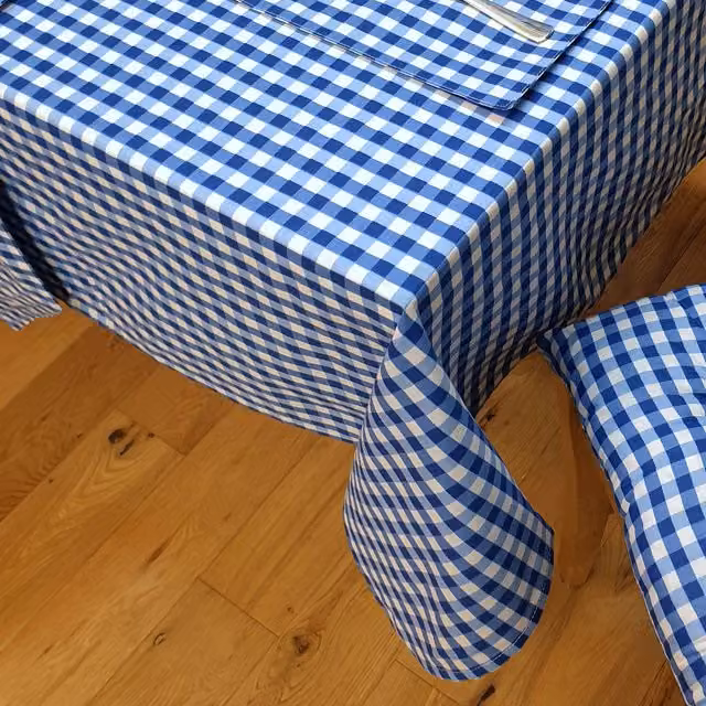 Kitchenwise Bluebell Blue Gingham Check Cotton Tablecloth, Width: 182.88 cm