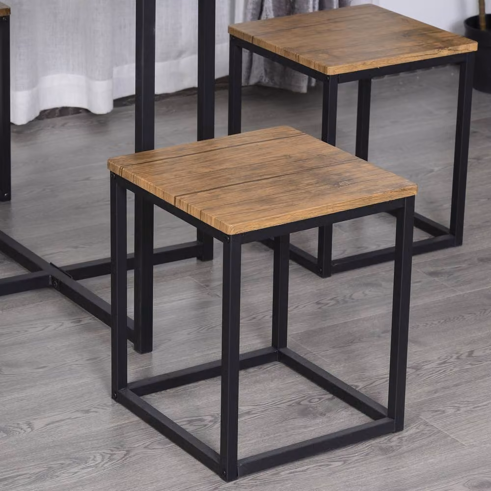STILVORA Industrial Dining Table and Chairs Set with Brown Wood Effect Top and Metal Frame – 5