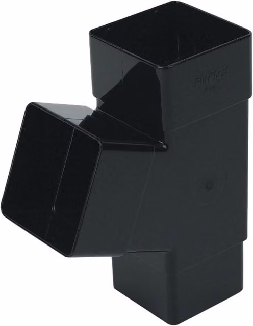 FloPlast 65mm Square PVC Pipe Branch for Rainwater Systems in Black and Grey