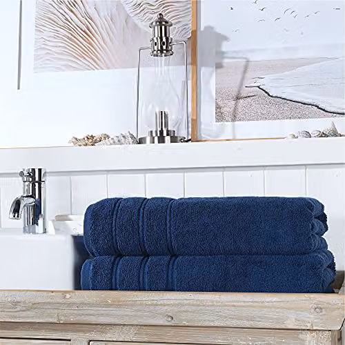 Christy Antalya Luxury Turkish Cotton Bath Sheet Set of 2 Blue W/H: 90 x 150 cm – 2