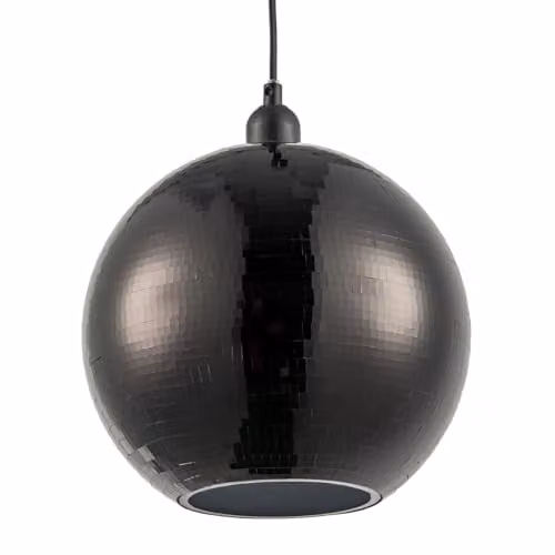Happy Homewares Shiny Disco Mosaic Ball Pendant Shade in Black, Diameter: 25 cm – 1