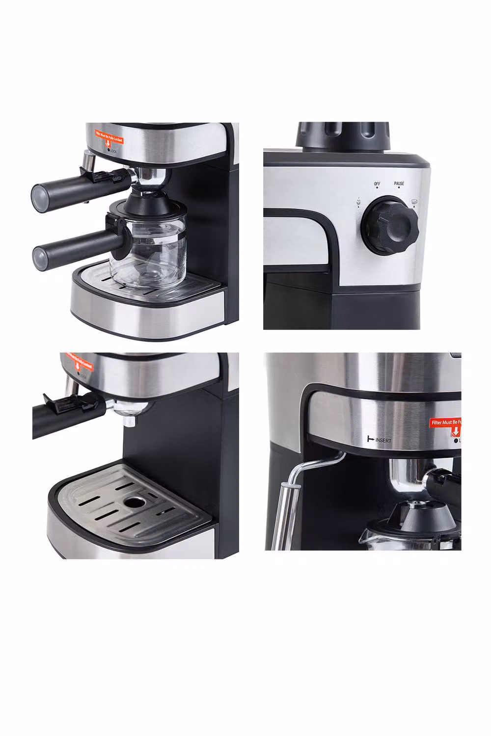 ExtraStar 5-Bar Espresso Coffee Machine with Steam Wand and Stainless Steel Finish in Black – 4