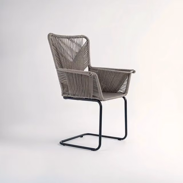 Orsina Manado Rattan Effect Armchair with Synthetic Leather and Metal Frame in Grey, Black or Beige