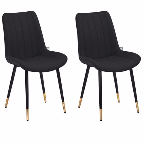 HYGRAD Set of 2 Black PU Leather Dining Chairs with Metal Legs