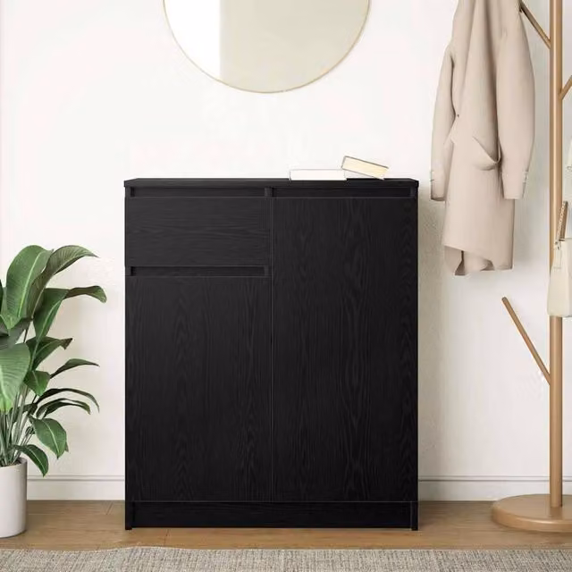 Berkfield Home Modern Black Oak Sideboard with Drawer, W/D/H: 71 x 35 x 84 cm – 1