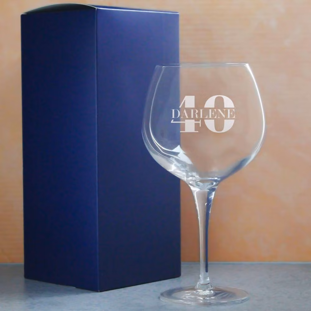 Uniqueful Personalised 40th Birthday Primeur Gin Balloon Cocktail Glass in Transparent Clear – 2