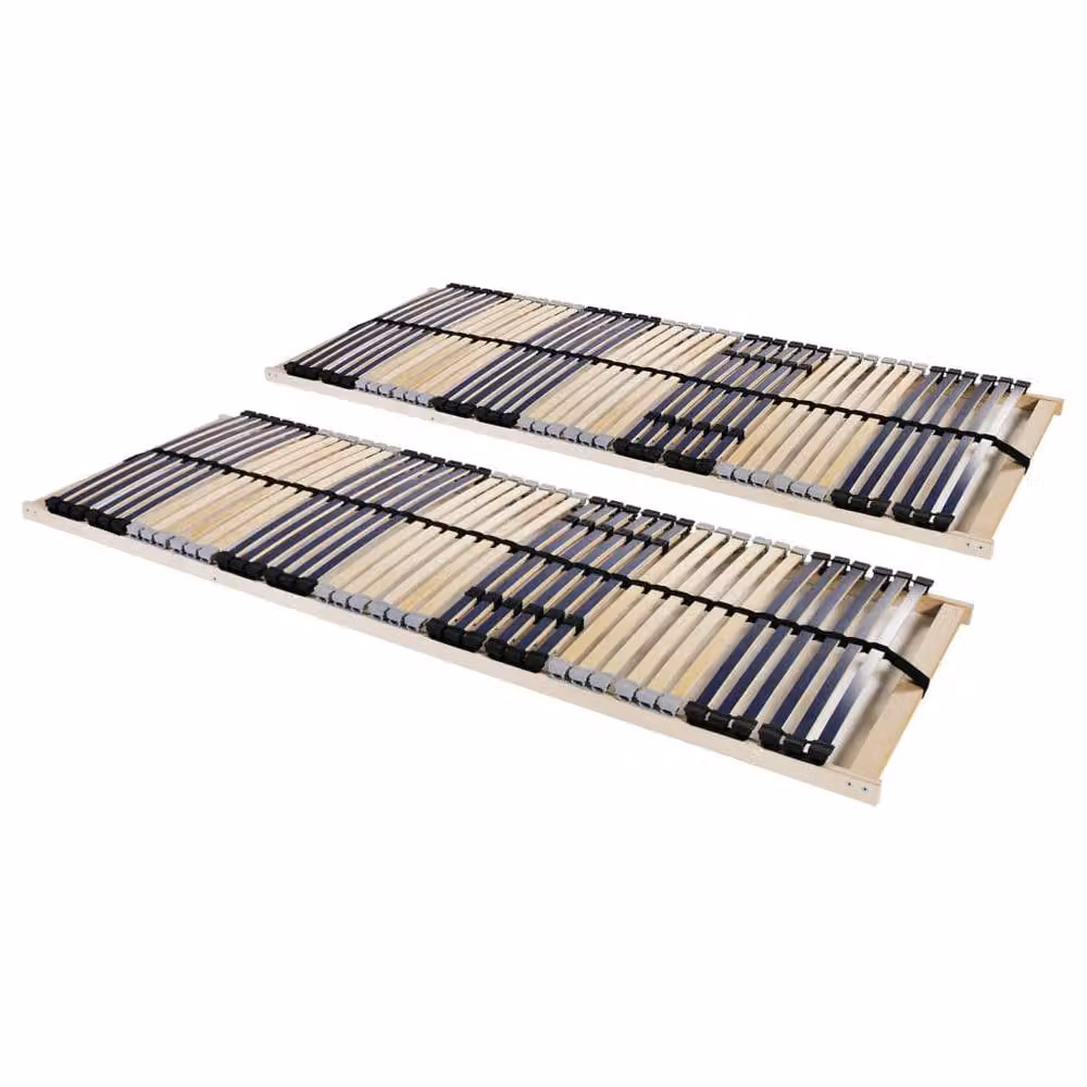 Berkfield Home Set of 2 Slatted Bed Bases with 42 Wood Slats and 7 Zones, Light Brown, W/D/H: 70 x 200 cm – 2
