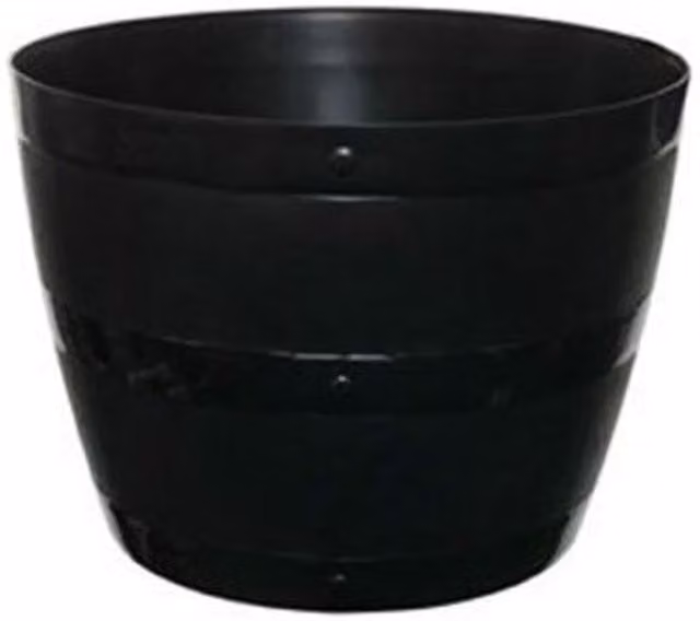 Whitefurze Black Barrel Planter Tub, Diameter: 34 cm