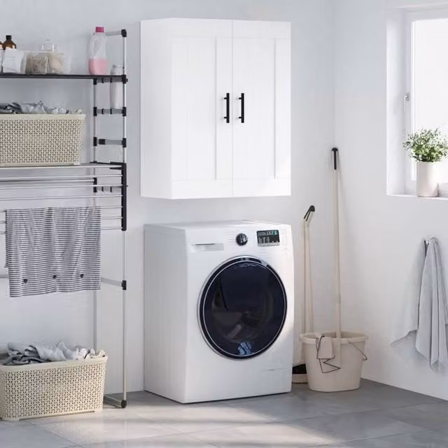 Berkfield Home Wall Mounted Cabinet in White, W/D/H: 69.5 x 34 x 90 cm