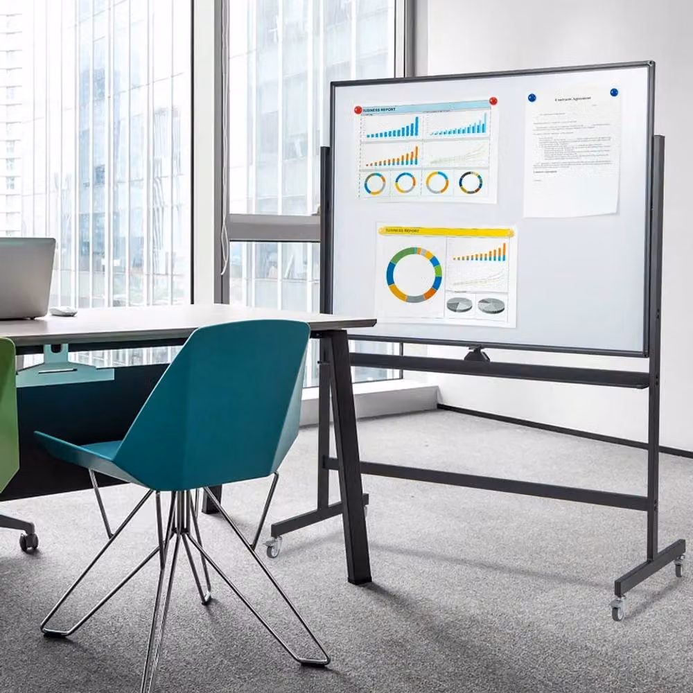Costway Double Sided Magnetic Whiteboard with Adjustable Mobile Revolving Stand in Black – 3