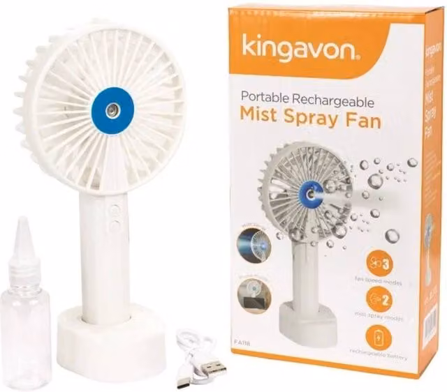 NESTLUNE Mini Handheld USB Rechargeable Fan with 3 Speeds in White