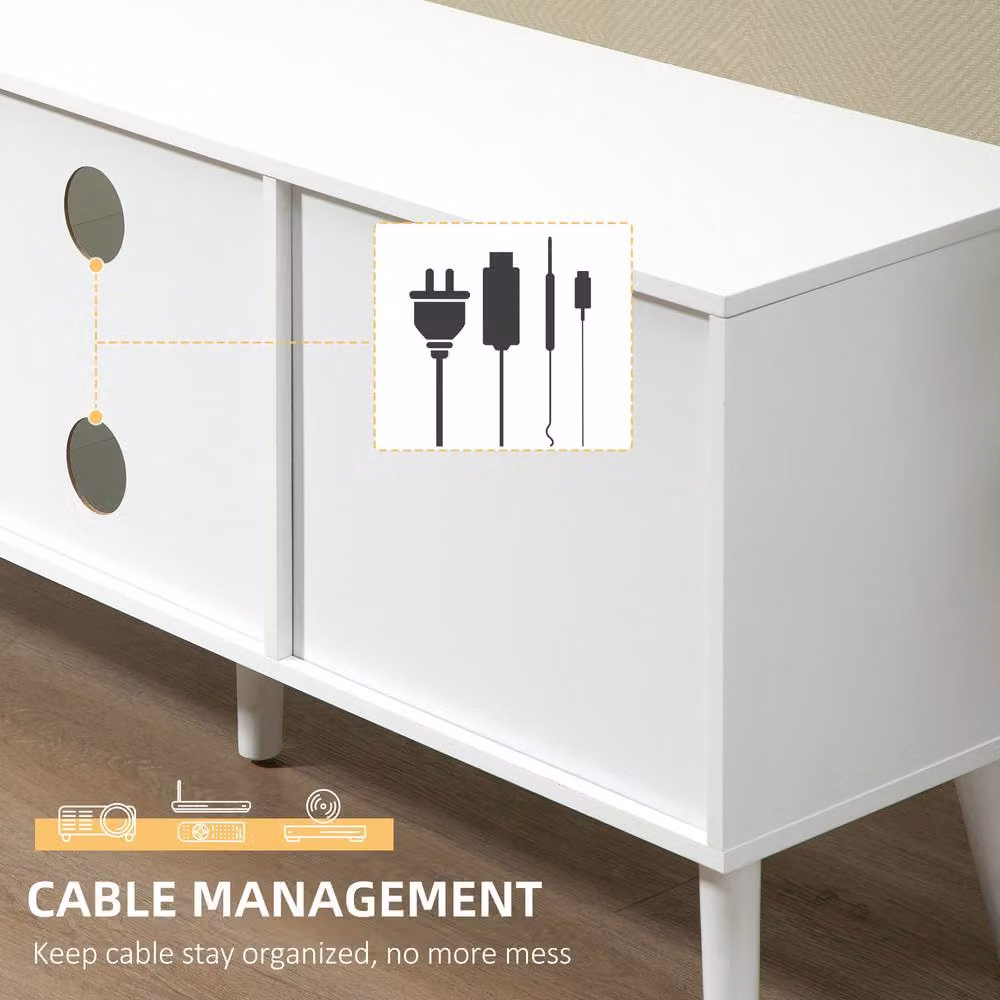 STILVORA White Wood TV Stand with Drawers and Shelves – 5