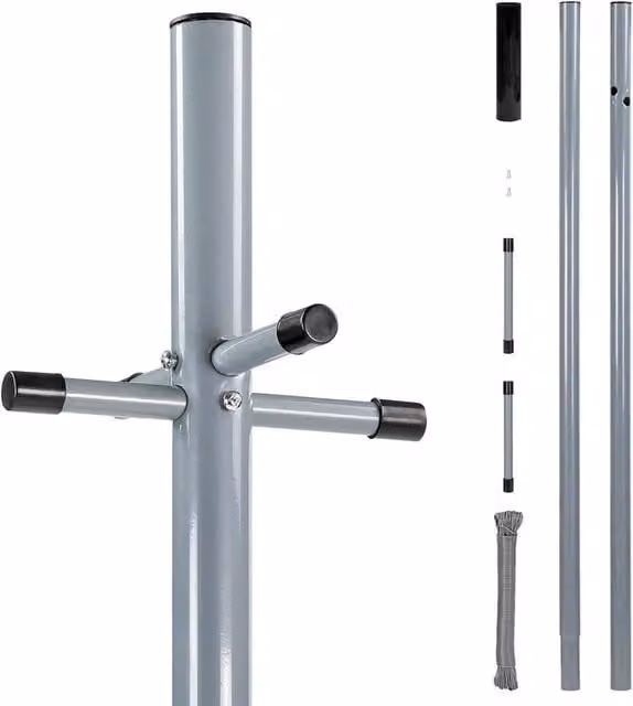 Havendro Heavy Duty Galvanised Steel Washing Line Post Pole in Grey, Height: 240 cm