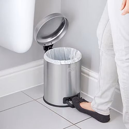 BLACK+DECKER 5L Dome Shaped Stainless Steel Pedal Bin with Soft Close Lid in Cool Grey – 2