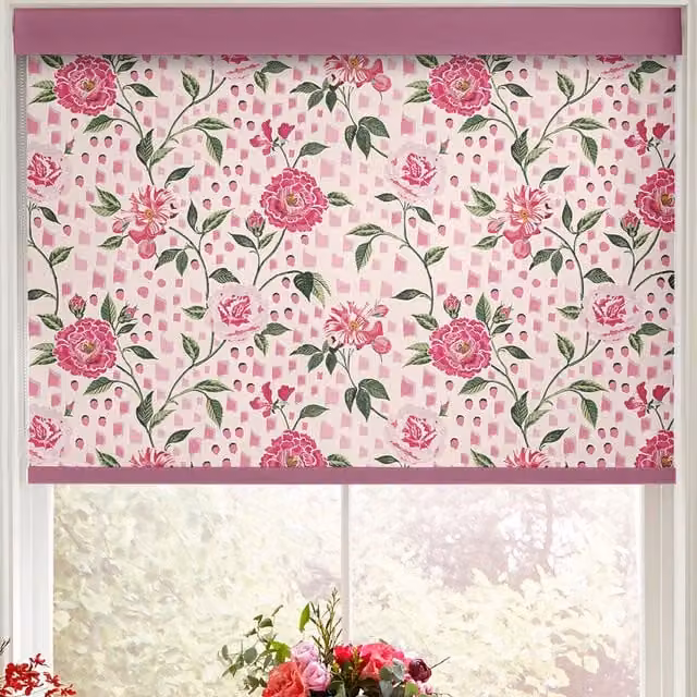 Cath Kidston Tea Rose Pink Floral Blackout Made to Measure Roller Blind