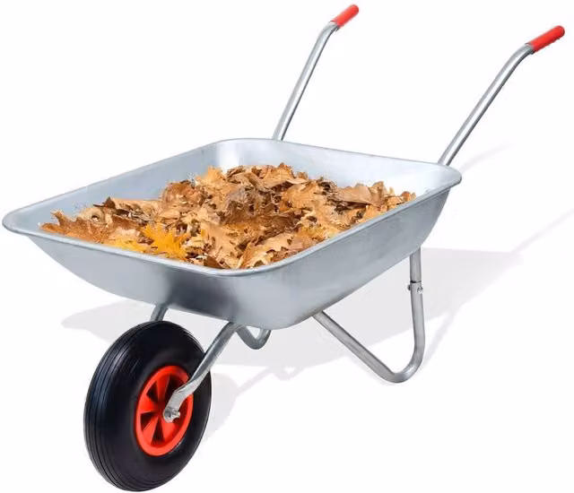 KORVIXA Heavy Duty 65L Galvanised Metal Wheelbarrow in Silver – 1