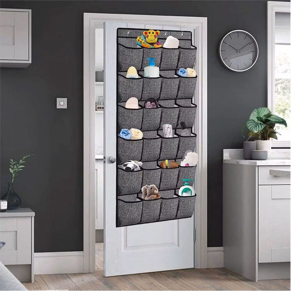 SPETLEK 24 Pocket Over Door Shoe Holder Hanging Storage Organiser in Grey – 5