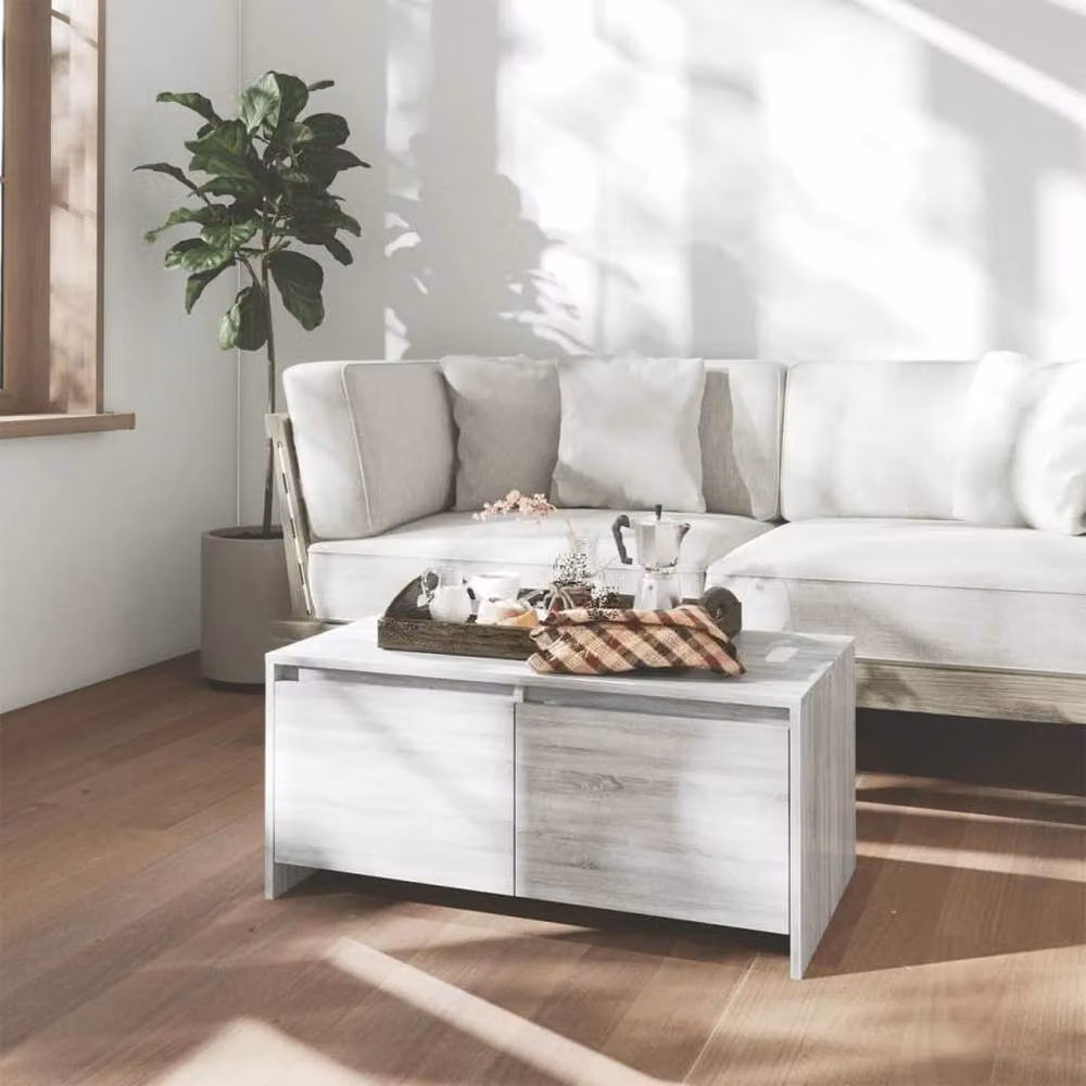 Berkfield Home Modern Grey Rectangular Coffee Table, W: 90 cm, D: 50 cm, H: 41.5 cm – 2