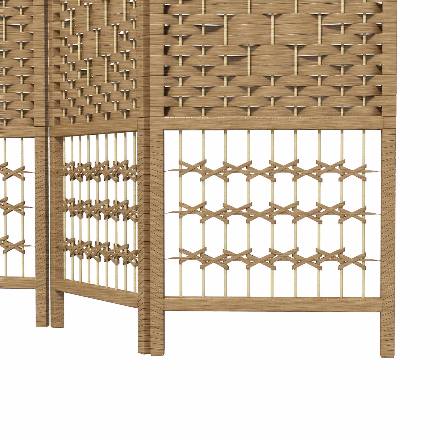 HOMCOM 4 Panel Folding Room Divider Privacy Screen in Brown Bamboo Wood, H 170 cm x W 160 cm – 4