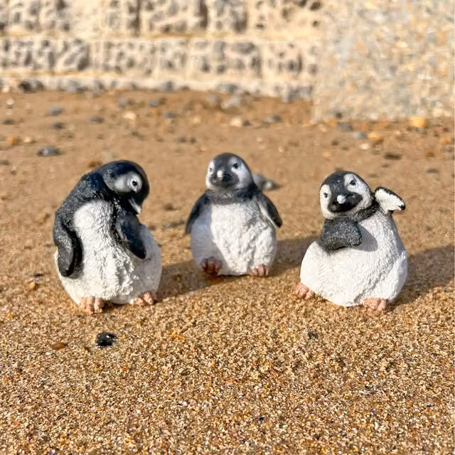 Farmwood Set of 3 Black Baby Penguin Resin Garden Ornaments