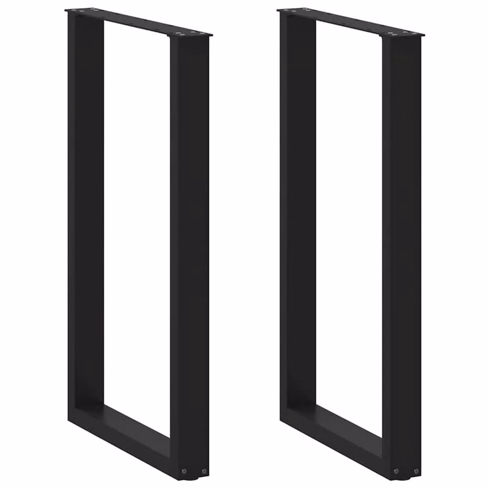 Berkfield Home U-Shaped Coffee Table Legs, 2 Pieces, Black Steel, H: 60 cm, W: 100-101 cm – 2