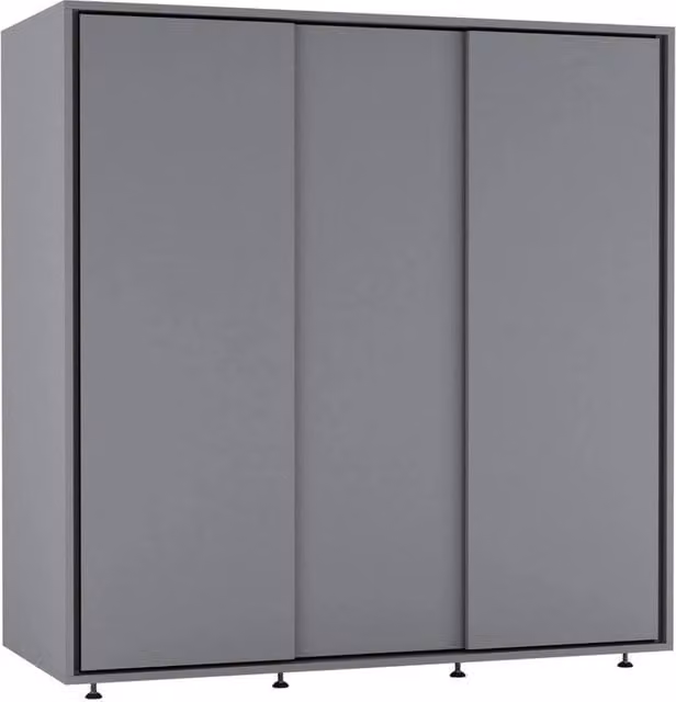 FORGEVIO Modern Grey Freestanding Wardrobe with Sliding Doors and Hanging Rail for Bedrooms and Childrens Rooms W/D/H: 120 x 51.5 x 120 cm – 1