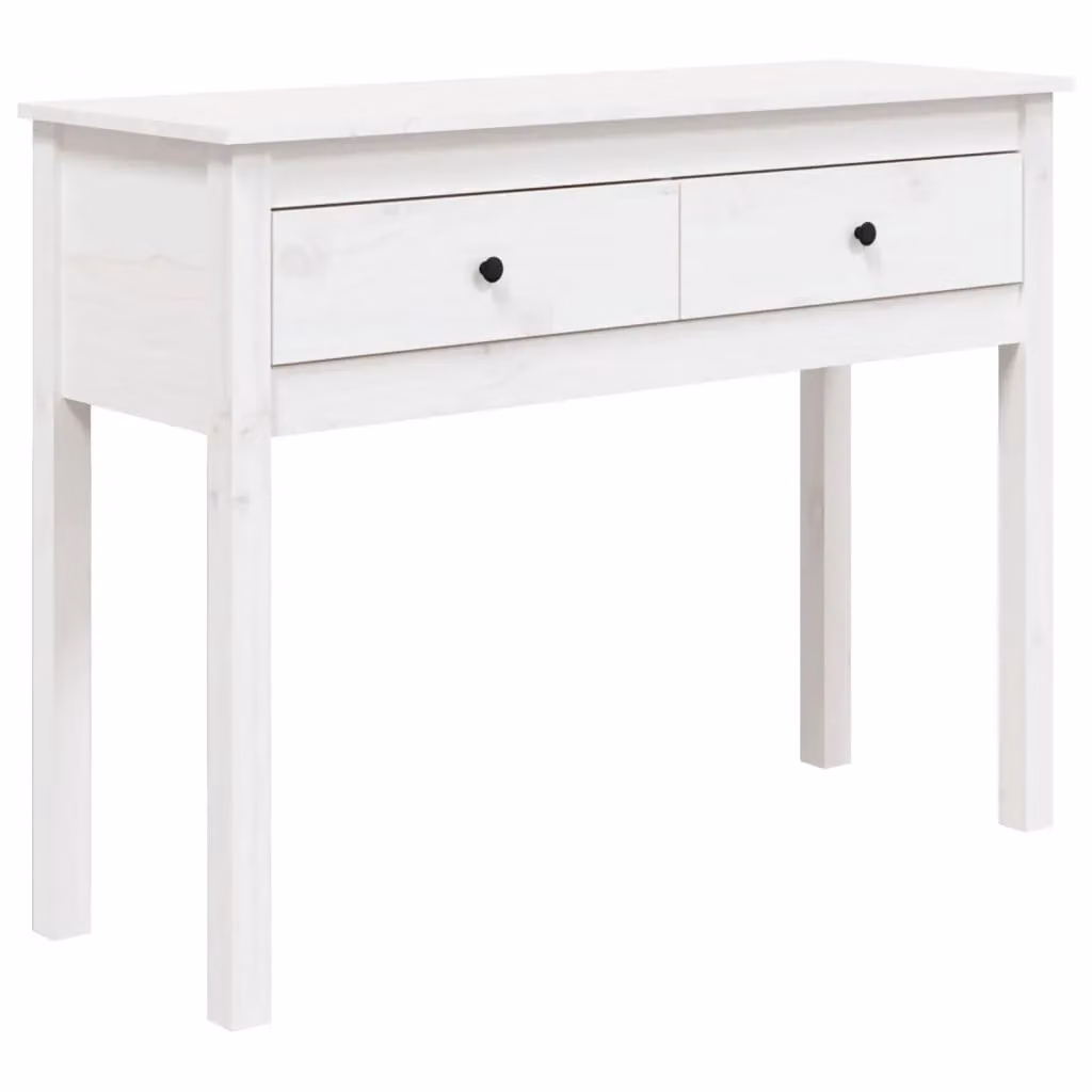Berkfield Home Rustic White Solid Wood Pine Console Table W/D/H: 100 x 35 x 75 cm – 2