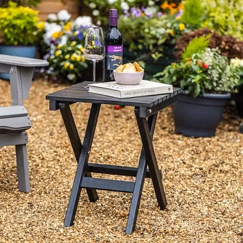 Garden Gear HDPE Folding Side Table in Dark Grey, Durable and Weather Resistant Outdoor Portable Snack Table – 3