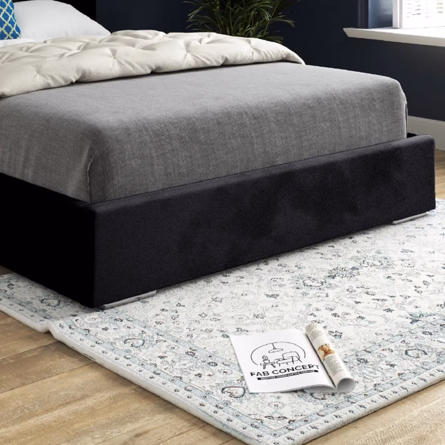 KDMD Alma Chesterfield Upholstered Velvet Bed Frame in Black, W/D/H: 120 x 200 cm – 3