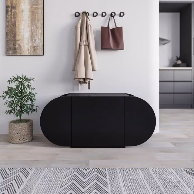 Decortie Pozy Modern Shoe Storage Bench in Black Matt