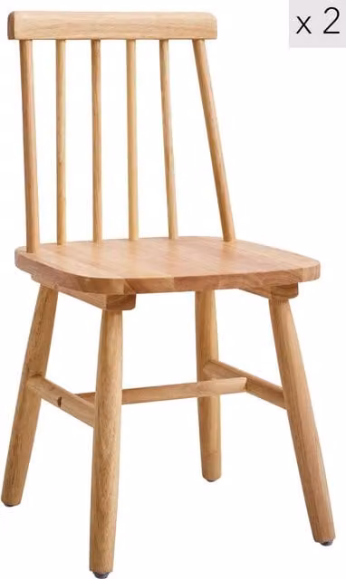 Nordlys Set of 2 Modern Ash Wood Children's Chairs in Brown