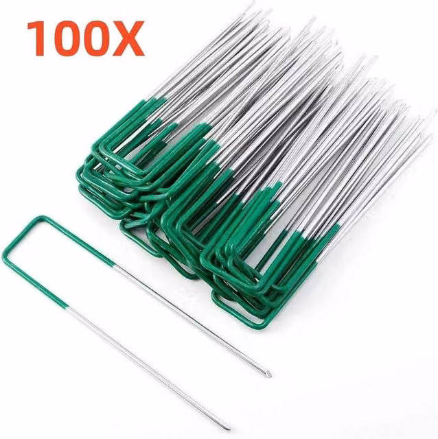 SPETLEK Galvanised Steel Garden Turf Pins, Silver, 100 Pieces, 100g – 1