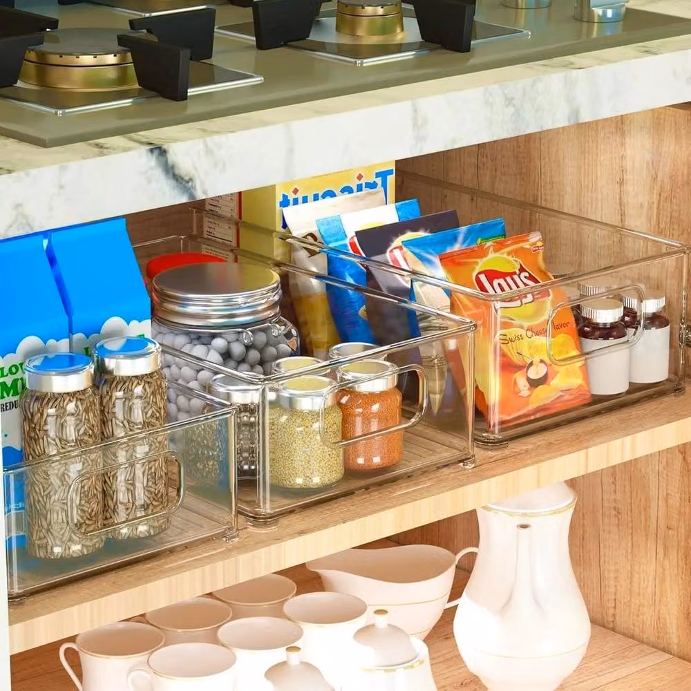 Havendro 6-Piece Stackable Transparent Acrylic Fridge Food Storage Organiser Boxes with Lids – 3