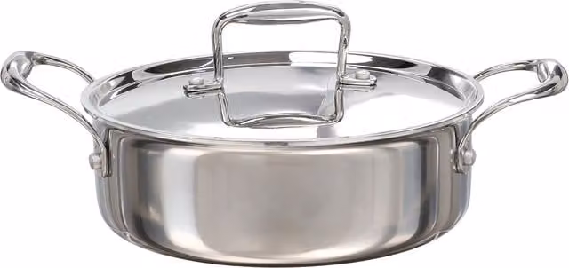 Buckingham Elite Tri-Ply 18/8 Stainless Steel Uncoated Sauteuse Pan, Silver, Diameter: 20 cm