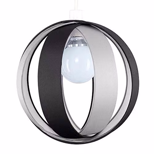 MiniSun Modern Black and Grey Fabric Cocoon Globe Style Ceiling Light Shade, Width: 29 cm – 1