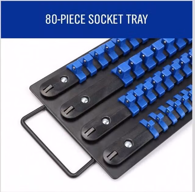 SPETLEK 80-Piece Plastic Socket Storage Rail Rack Holder in Blue