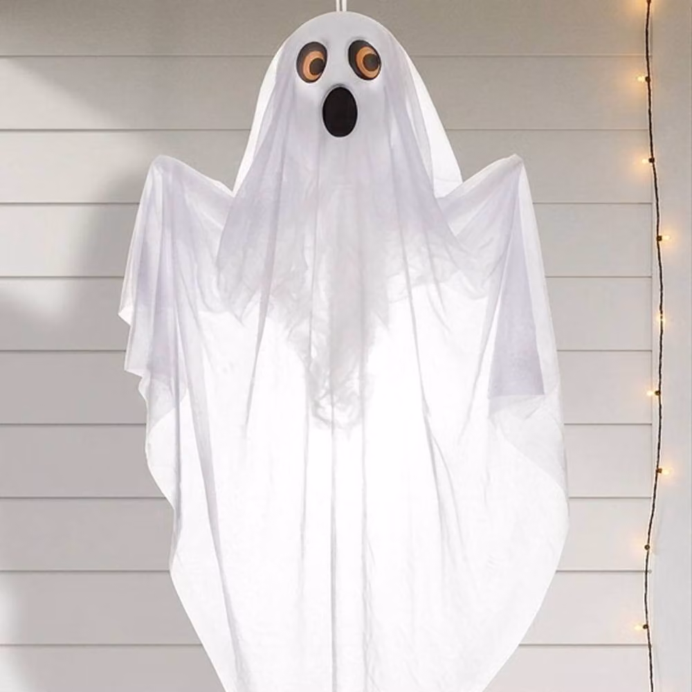 Garden Greatness Eerie Spooking Hanging Ghost Decoration, White Textile, 1 Pack – 2