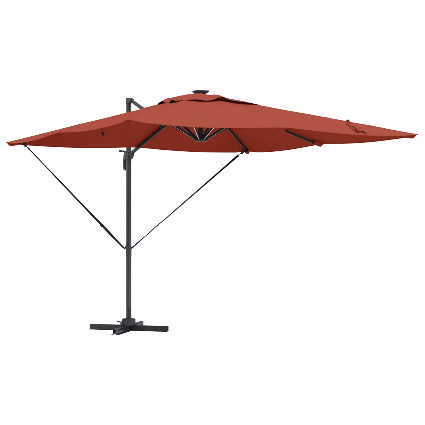 Berkfield Home Roma Cantilever Parasol with LEDs in Terracotta Red, W/D/H: 286 x 285 x 270 cm – 2