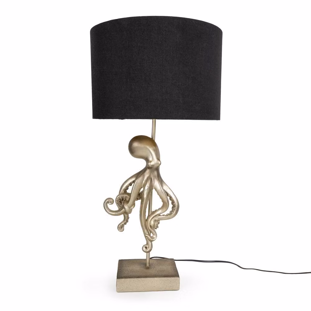 Madison & Mayfair Silver Octopus Table Lamp with Black Fabric Shade, H 66.0 x W 30.7 x D 30.7 cm – 2