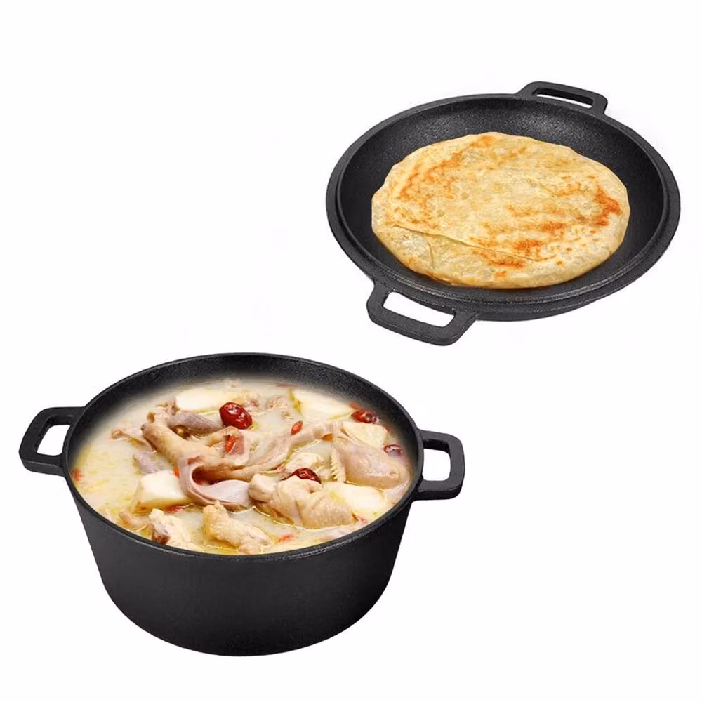 Nordara Black 2-in-1 Cast Iron Casserole Dutch Oven with Lid, 4.5 l – 5