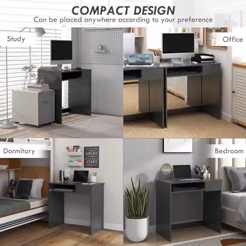 HOMCOM Modern Compact Computer Desk in Grey, W/D/H: 80 x 45 x 75 cm – 6