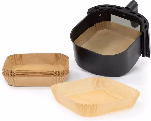 Livivo Disposable Square Air Fryer Liners, Non-Stick and Greaseproof, Beige, 100 Pieces – 1
