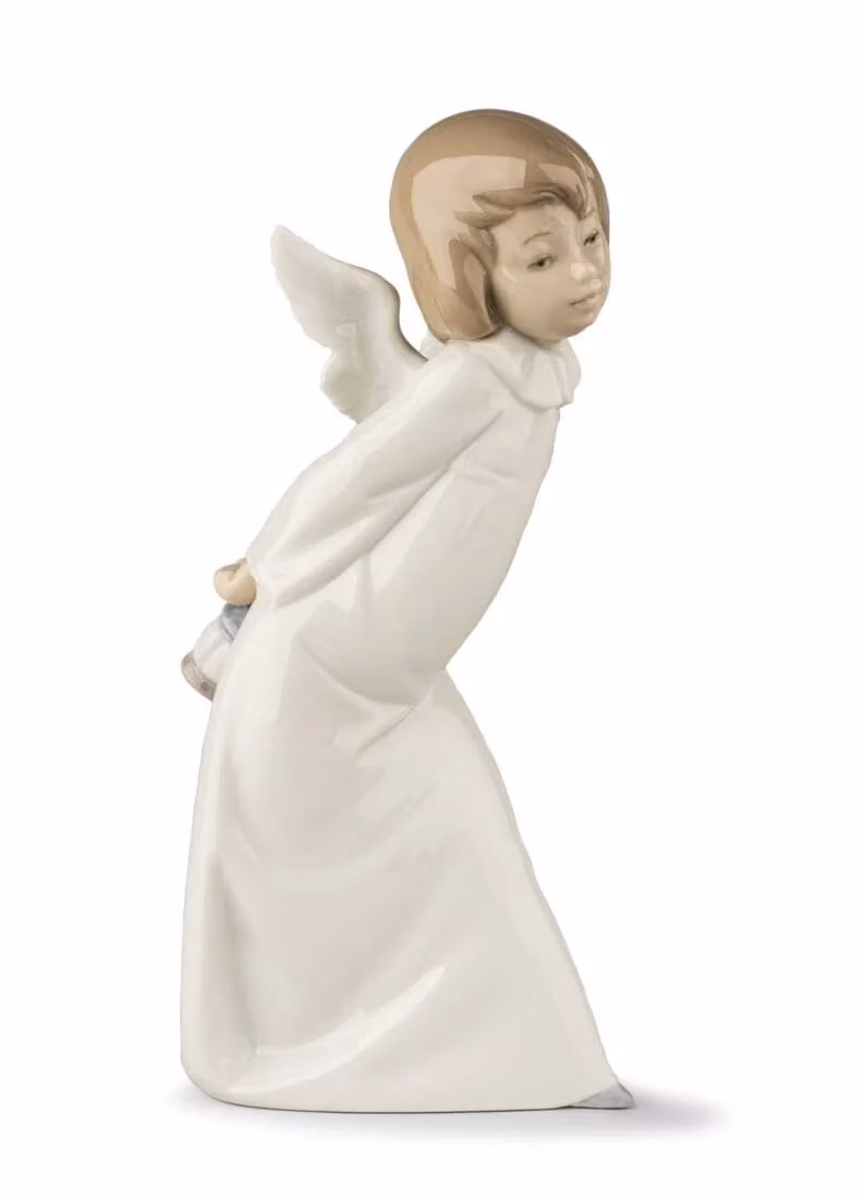 Lladró Curious Angel White Porcelain Tabletop Figurine
