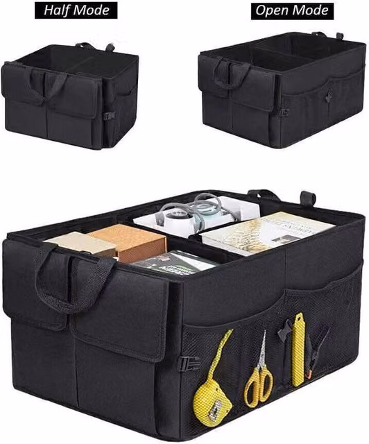 VOGREX Foldable Heavy Duty Car Boot Organiser in Black