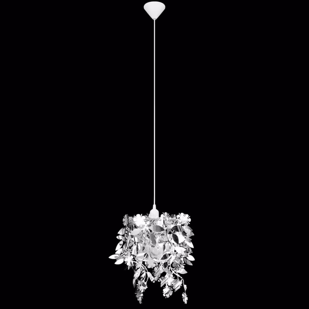 Berkfield Home Leaves Paillette Pendant Chandelier Lamp, Silver, W/D/H: 21.5 x 21.5 x 30 cm – 5