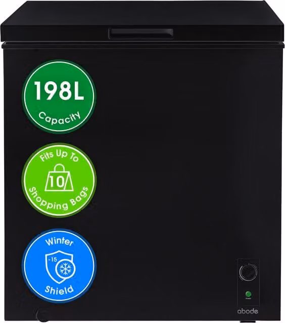 Abode 198L Freestanding Chest Freezer in Black – 1